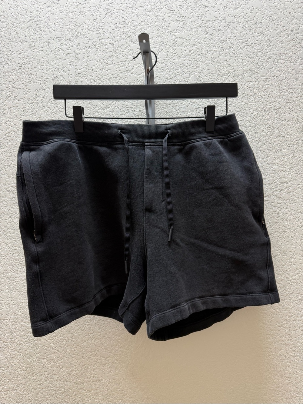 Men's Black Drawstring Shorts- 5 inch inseam